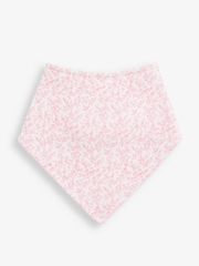 JoJo Maman Bébé Pink Floral 3-Pack Cotton Baby Dribble Bibs - Image 2 of 4