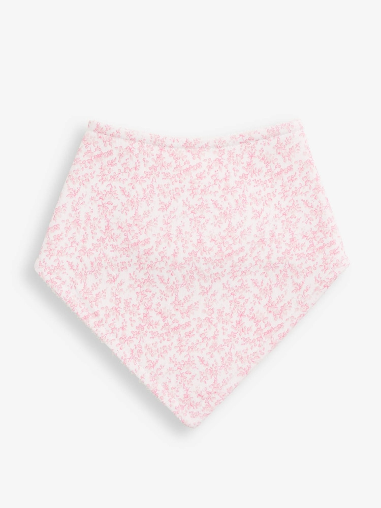 JoJo Maman Bébé Pink Floral 3-Pack Cotton Baby Dribble Bibs - Image 2 of 4
