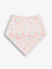 JoJo Maman Bébé Pink Floral 3-Pack Cotton Baby Dribble Bibs - Image 3 of 4