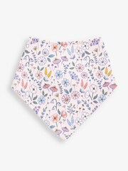 JoJo Maman Bébé Pink Floral 3-Pack Cotton Baby Dribble Bibs - Image 4 of 4
