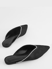 Black Forever Comfort® Diamanté Trim Point Toe Mules - Image 3 of 5