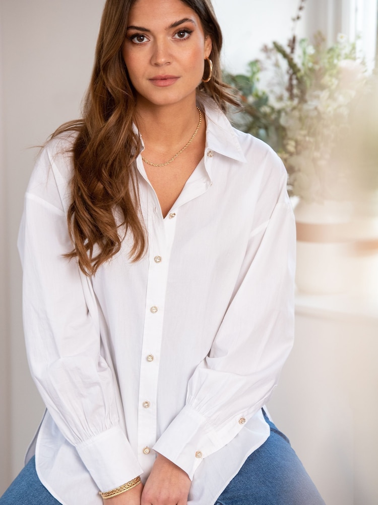 Pour Moi White 100% Cotton Poplin Shirt - Image 2 of 5