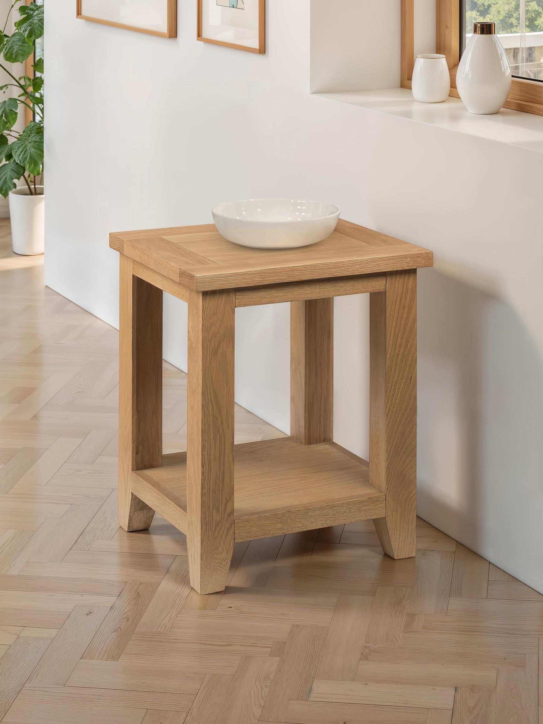 Julian Bowen Astoria Waxed Oak Wooden Lamp Table Assembled - Image 6