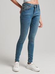 Superdry Navy Blue Cotton Vintage Low Rise Slim Flare Jeans - Image 1 of 8