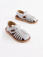White Standard Fit (F) Leather Sandals - Image 1 of 6