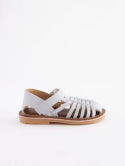 White Standard Fit (F) Leather Sandals - Image 2 of 6