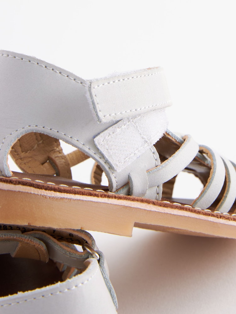 White Standard Fit (F) Leather Sandals - Image 6 of 6