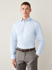 Light Blue Regular Fit Easy Care Single Cuff Smart Shirt - Image 1 of 7