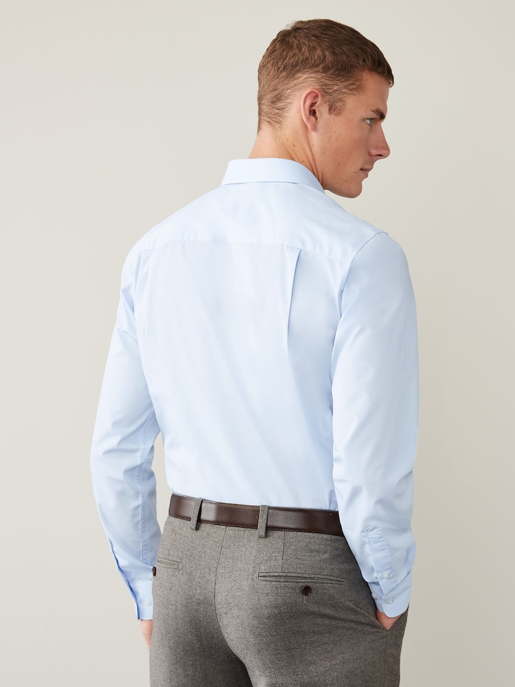 Light Blue Regular Fit Easy Care Single Cuff Smart Shirt - Image 2 of 7