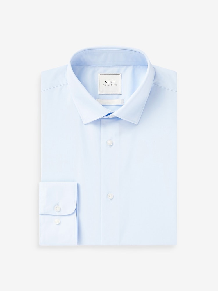 Light Blue Regular Fit Easy Care Single Cuff Smart Shirt - Image 4 of 7