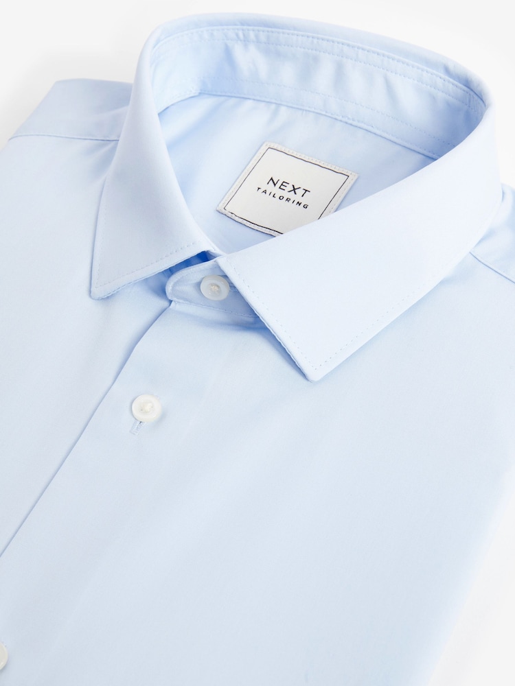 Light Blue Regular Fit Easy Care Single Cuff Smart Shirt - Image 5 of 7