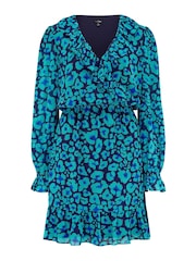 Pour Moi Blue Nico Frill Detail Dress - Image 5 of 6