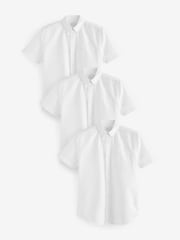 White 100% Cotton Short Sleeve Oxford Shirt 3 Pack - Image 1 of 6