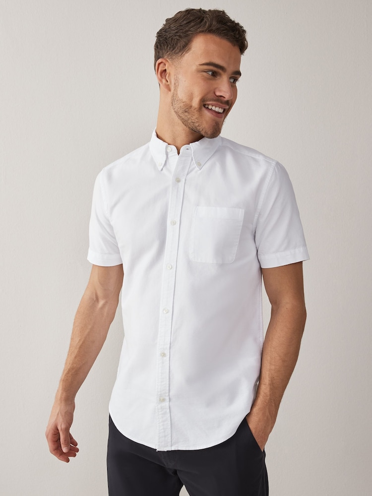 White 100% Cotton Short Sleeve Oxford Shirt 3 Pack - Image 3 of 6