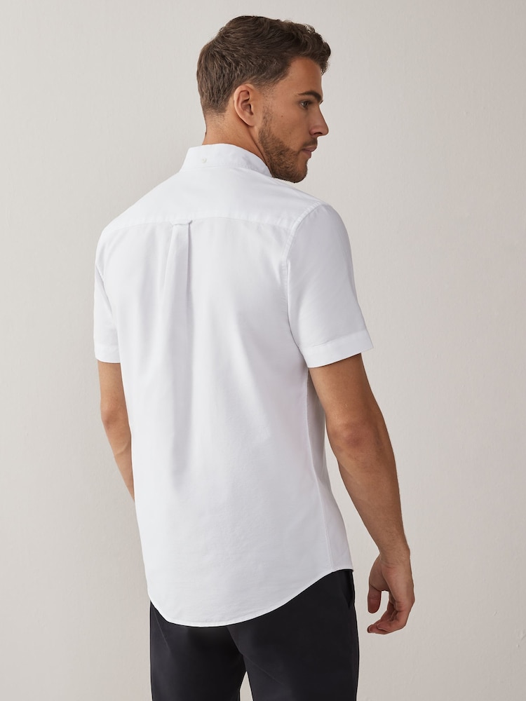 White 100% Cotton Short Sleeve Oxford Shirt 3 Pack - Image 4 of 6