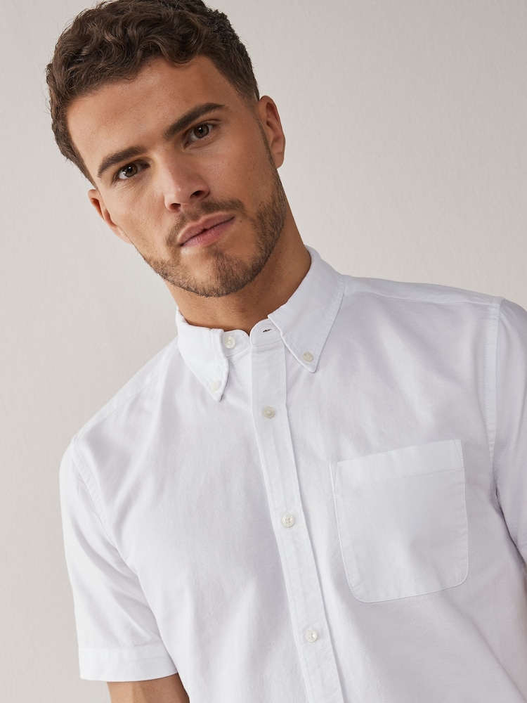 White 100% Cotton Short Sleeve Oxford Shirt 3 Pack - Image 5 of 6