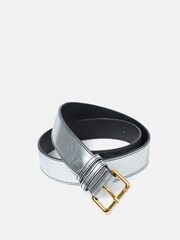 Jigsaw Silver Metallic Leather Belt - Image 2 of 4