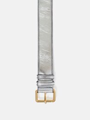 Jigsaw Silver Metallic Leather Belt - Image 3 of 4