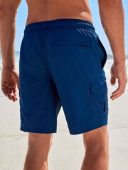 Navy Blue Cargo Swim Shorts - Image 1 of 3