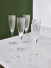 Jasper Conran London Set of 4 Clear Fluted Champagne Flute Glasses - Image 1 of 4