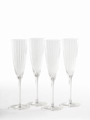 Jasper Conran London Set of 4 Clear Fluted Champagne Flute Glasses - Image 2 of 4