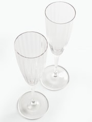 Jasper Conran London Set of 4 Clear Fluted Champagne Flute Glasses - Image 3 of 4