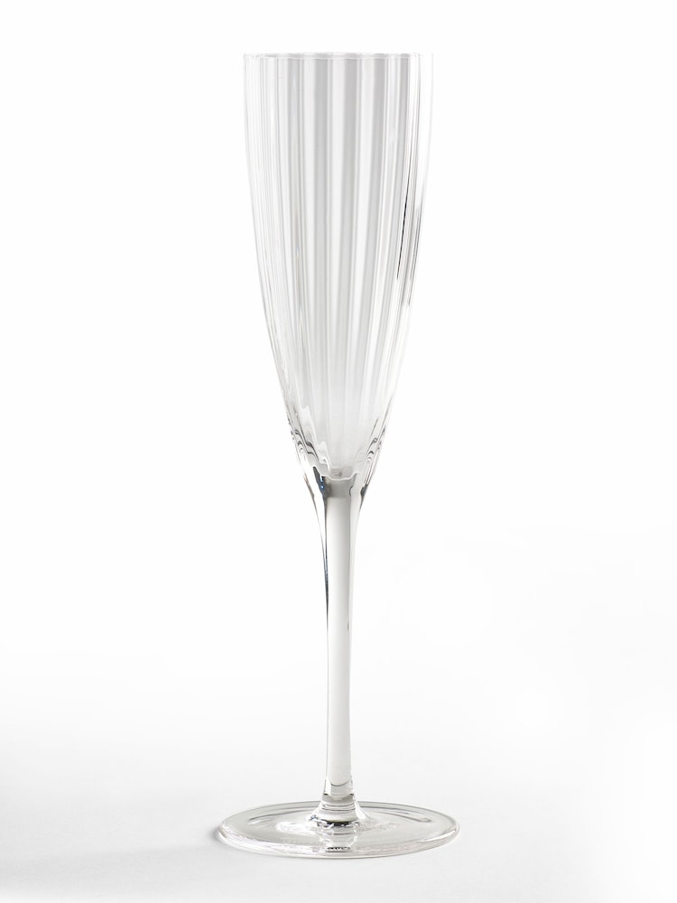 Jasper Conran London Set of 4 Clear Fluted Champagne Flute Glasses - Image 4 of 4