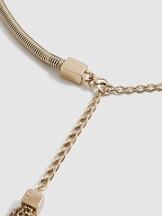 Reiss Gold Dali Tubular Snake Chain Gold Belt - Image 6 of 7