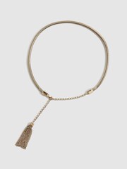 Reiss Gold Dali Tubular Snake Chain Gold Belt - Image 7 of 7