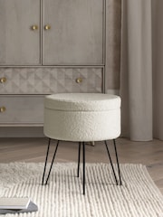 Soft Cosy Boucle Ivory Matson Storage Stool - Image 1 of 8