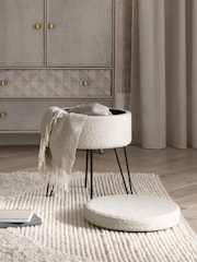 Soft Cosy Boucle Ivory Matson Storage Stool - Image 2 of 8