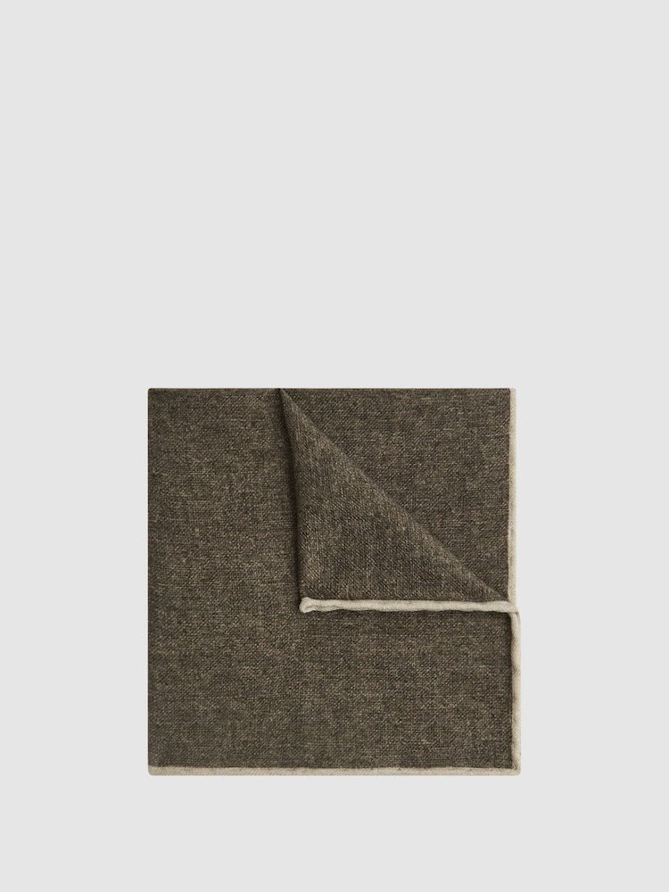 Reiss Mocha Halley Wool-Silk Blend Pocket Square - Image 1 of 5