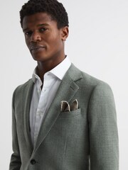 Reiss Mocha Halley Wool-Silk Blend Pocket Square - Image 2 of 5