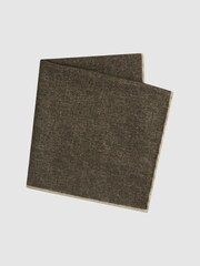 Reiss Mocha Halley Wool-Silk Blend Pocket Square - Image 3 of 5