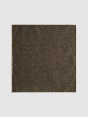 Reiss Mocha Halley Wool-Silk Blend Pocket Square - Image 4 of 5