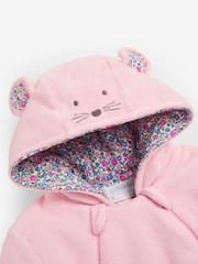 JoJo Maman Bébé Pink Mouse Cosy Velour Pramsuit - Image 4 of 4