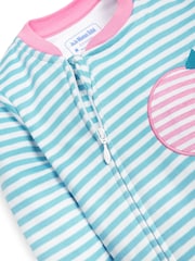 JoJo Maman Bébé Pink Dinosaur Appliqué Zip Cotton Baby Sleepsuit - Image 3 of 4
