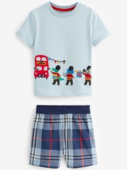 Red/Blue London Bus Applique 2 Pack Short Pyjamas (9mths-12yrs) - Image 3 of 4