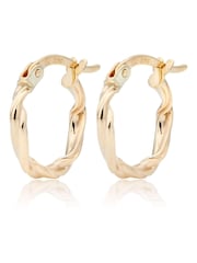 Beaverbrooks 9ct Yellow Gold Twist Hoop Earrings - Image 1 of 3