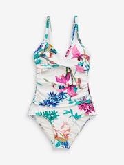 White Floral Tummy Control Swimsuit - Image 6 of 6