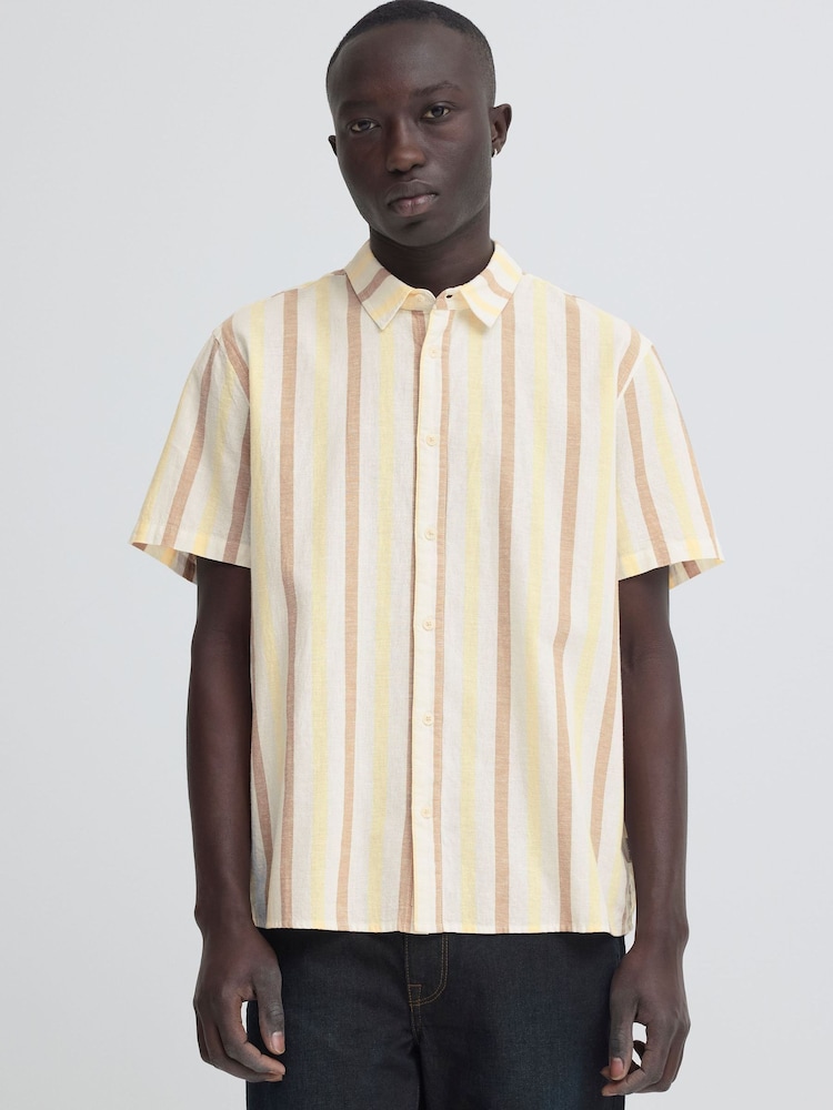 Blend Yellow Aban Linen Blend Stripe Shirt - Image 1 of 5