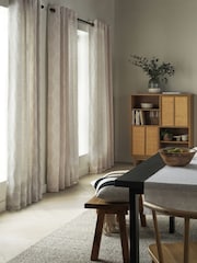 Natural Next Textured Jacquard Eyelet Lined Curtains - Image 1 of 5