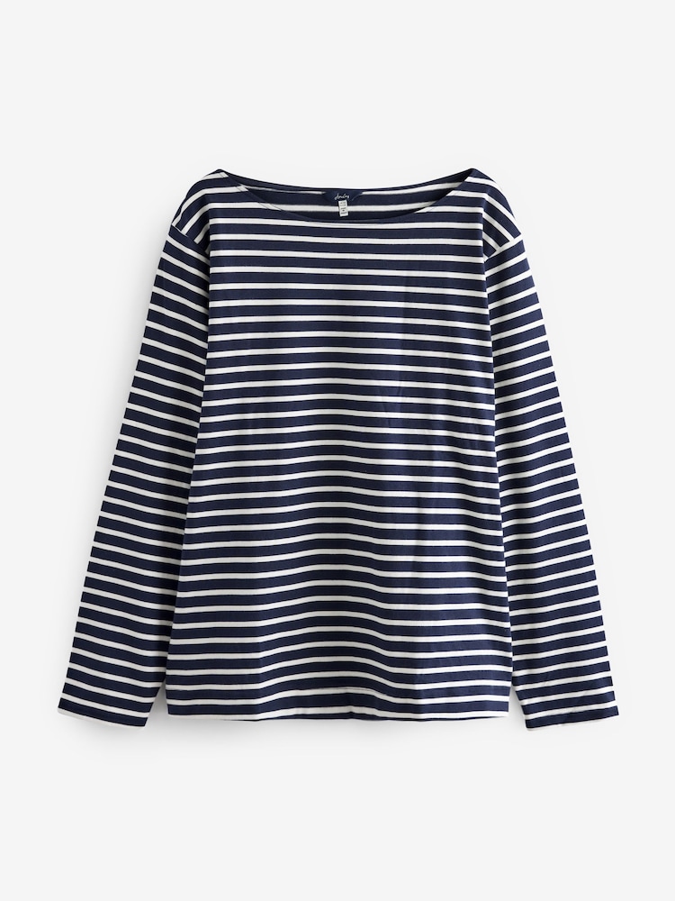 Joules Harbour Navy Blue Stripe Boat Neck Breton Top - Image 1 of 1