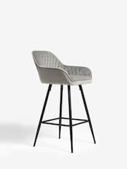Soft Velvet Mid Grey Hamilton Fixed Height Quilted Kitchen Bar Stool - Image 3 of 9