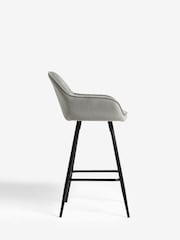 Soft Velvet Mid Grey Hamilton Fixed Height Quilted Kitchen Bar Stool - Image 4 of 9