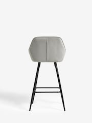 Soft Velvet Mid Grey Hamilton Fixed Height Quilted Kitchen Bar Stool - Image 6 of 9