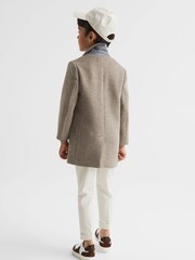 Reiss Mouse Brown Melange Blackhall Zip Up Knitted Jumper - Image 10 of 11