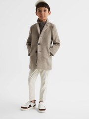 Reiss Mouse Brown Melange Blackhall Zip Up Knitted Jumper - Image 8 of 11