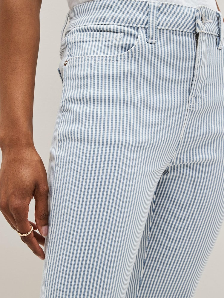 Blue Stripe Cropped Slim Jeans - Image 4 of 5