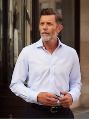 Синий - Savile Row Company Слим фит Twill Double Cuff 100% Cotton рубашки - Изображение 1 из 8